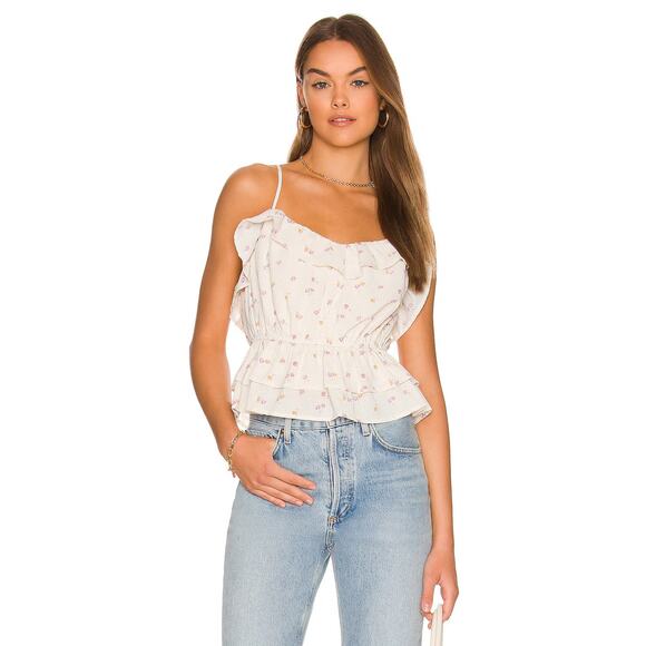 NWT! Line & Dot Aubrey Floral Bloomcore Print Ruffle Tank - Size Small - Picture 3 of 10